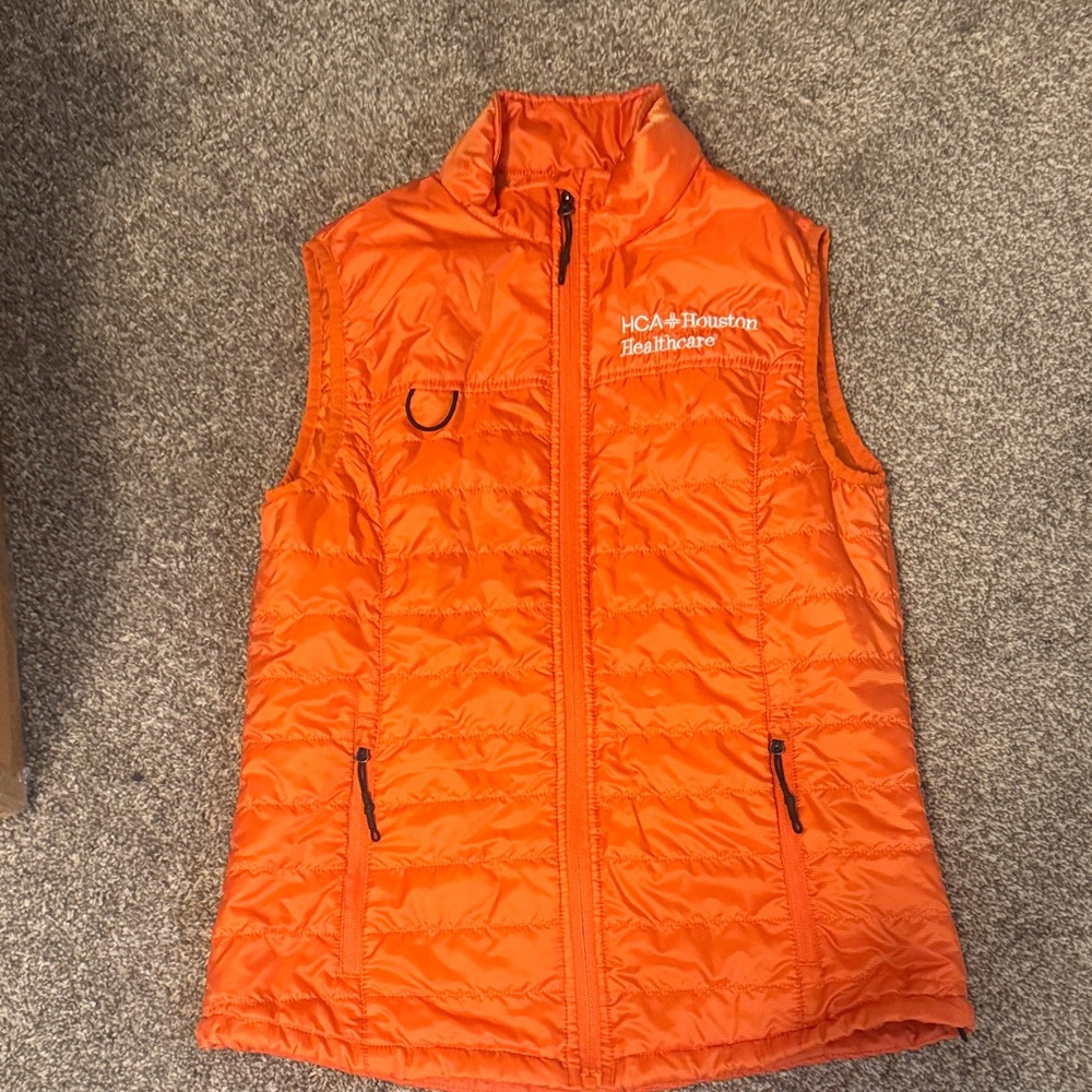 HCA Houston healthcare Orange Puffer Vest with Logo